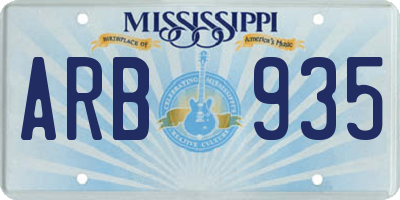 MS license plate ARB935