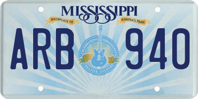 MS license plate ARB940