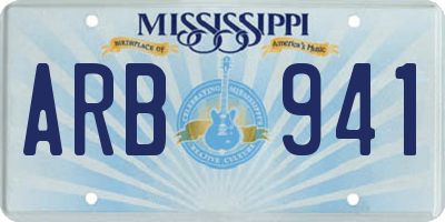 MS license plate ARB941