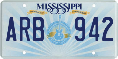 MS license plate ARB942