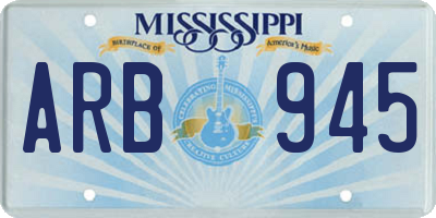 MS license plate ARB945
