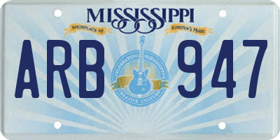 MS license plate ARB947