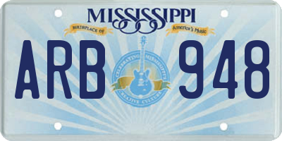 MS license plate ARB948
