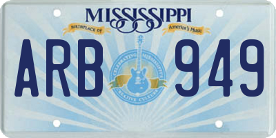 MS license plate ARB949