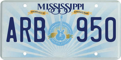 MS license plate ARB950