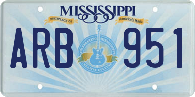 MS license plate ARB951