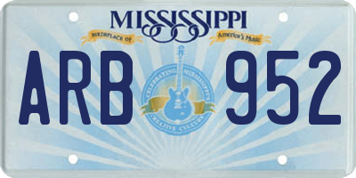 MS license plate ARB952