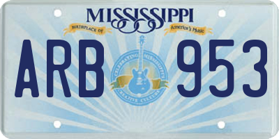MS license plate ARB953