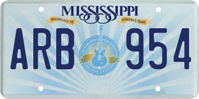 MS license plate ARB954