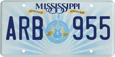MS license plate ARB955