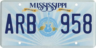 MS license plate ARB958