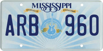 MS license plate ARB960