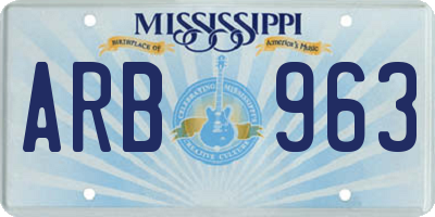MS license plate ARB963