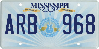 MS license plate ARB968
