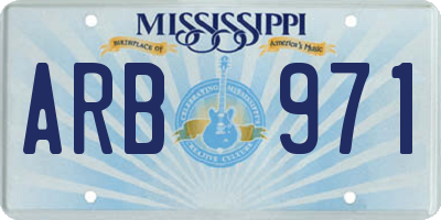 MS license plate ARB971