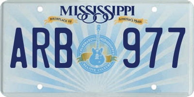 MS license plate ARB977