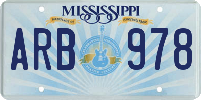 MS license plate ARB978