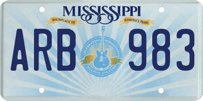 MS license plate ARB983