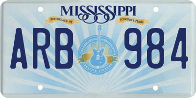 MS license plate ARB984