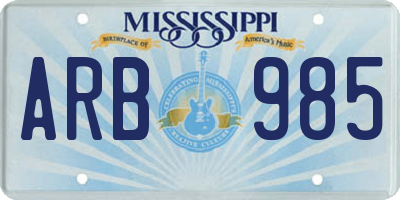 MS license plate ARB985