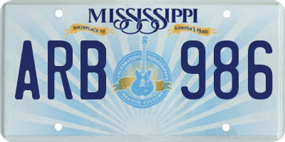 MS license plate ARB986