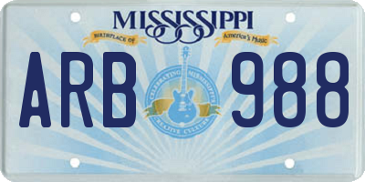 MS license plate ARB988