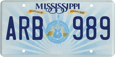 MS license plate ARB989