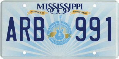 MS license plate ARB991