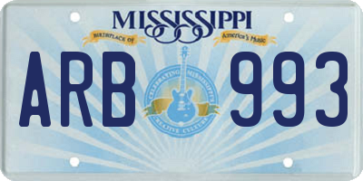 MS license plate ARB993