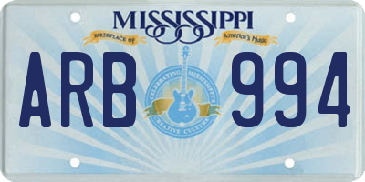 MS license plate ARB994
