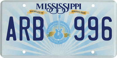 MS license plate ARB996
