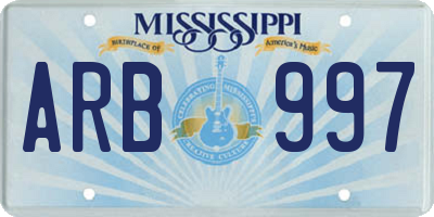MS license plate ARB997
