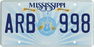 MS license plate ARB998
