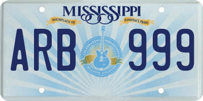 MS license plate ARB999
