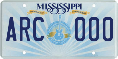 MS license plate ARC000