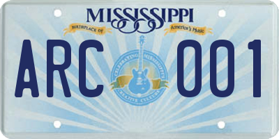 MS license plate ARC001