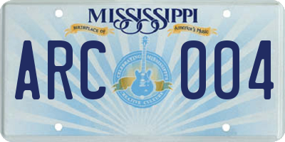 MS license plate ARC004