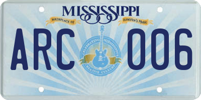 MS license plate ARC006