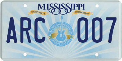 MS license plate ARC007