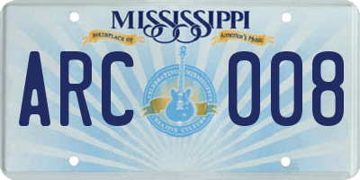 MS license plate ARC008