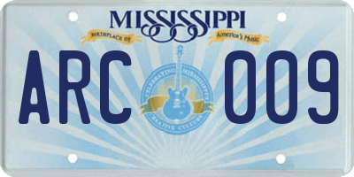MS license plate ARC009