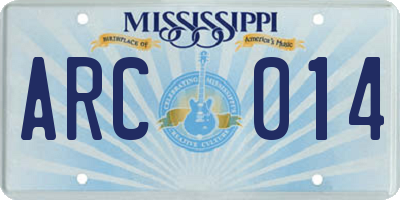 MS license plate ARC014
