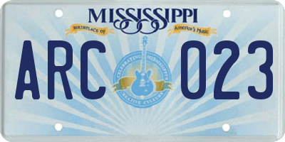 MS license plate ARC023
