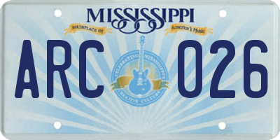 MS license plate ARC026