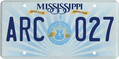 MS license plate ARC027