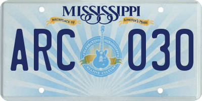 MS license plate ARC030