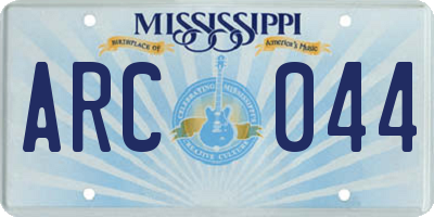 MS license plate ARC044