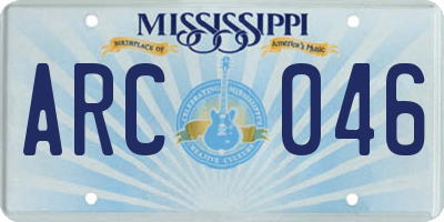 MS license plate ARC046