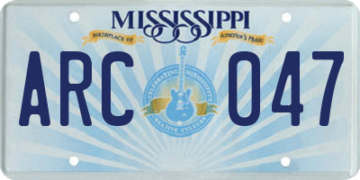 MS license plate ARC047
