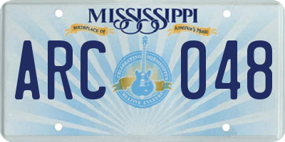 MS license plate ARC048